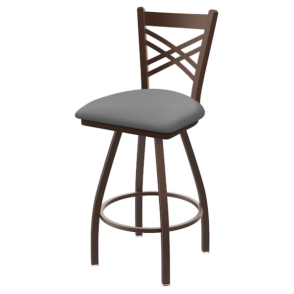 36" Swivel Bar Stool, Bronze Finish, Canter Grey Seat